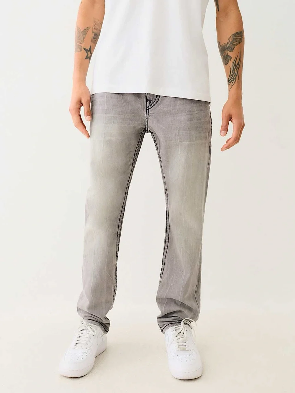 True Religion Ricky Straight Leg Jeans Men’s 34 Gray Wash Made in USA Y2K Denim